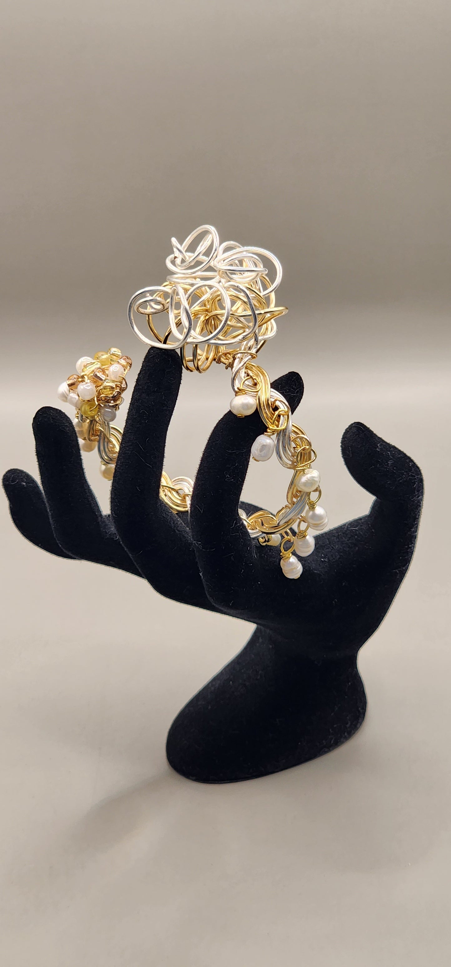 Gold/ Silver bracelet w/ Freshwater Pearl tassels