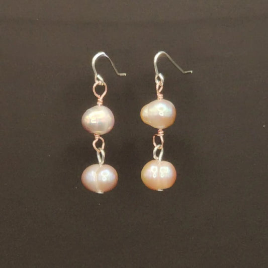 Pink Pearls/Rose Gold Earrings